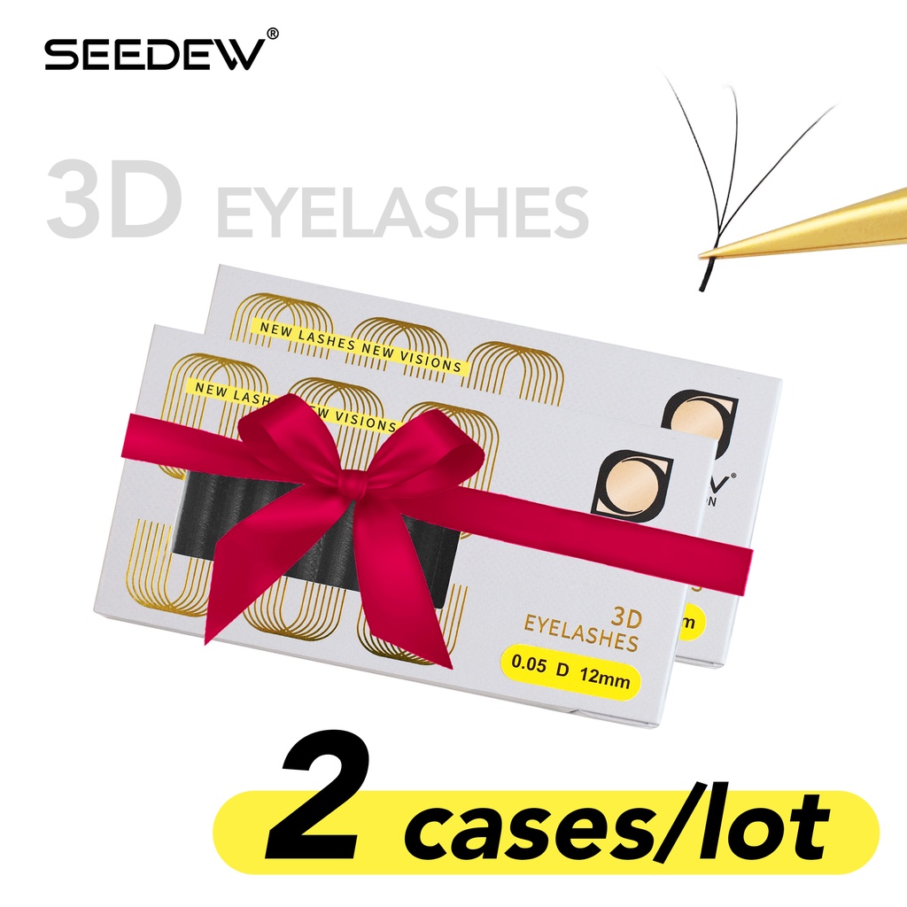Seedew 3D W Eyelash Extensions Premade แฟน 2 ตลับ/ล็อต Auto Bloom Mink Lashes Full Dense