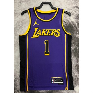 hot pressed 2023 nba Los Angeles Lakers No. 1 Russell purple basketball jersey