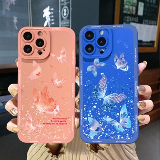 เคสโทรศัพท์มือถือ ขอบสี่เหลี่ยม ลายผีเสื้อ หรูหรา สําหรับ Realme C21 C30 C30S C33 C20 Narzo 50A Prime