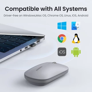 Ugreen เมาส์บลูทูธไร้สาย 2.4G และ 5G เสียงเงียบ 4000 DPI สําหรับ MacBook แท็บเล็ต คอมพิวเตอร์ แล็ปท็อป พีซี