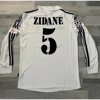 เสื้อฟุตบอล Real Madrid 2001 2002 2002 แขนยาว CL Final Zidane 5 Spain Rare 7# Raϟl/ucl