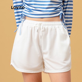 ♂❐Lovito กางเกงขาสั้น สีพื้น L00242 (สีขาว / สีดำ / สีเทา / ชมพู / สีฟ้า)