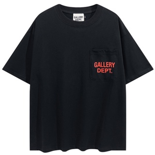 GALLERY DEPT GD ผ้าฝ้ายแท้แฟชั่นเสื้อยืดแขนสั้นลำลองสำหรับบุรุษและสตรีลายพรางใหม่