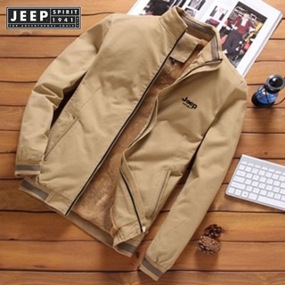 JEEP SPIRIT 1941 ESTD เสื้อแจ็กเก็ตเบสบอล ผ้าฟลีซ ทรงสลิมฟิต สไตล์ฮิปฮอป สําหรับผู้ชาย