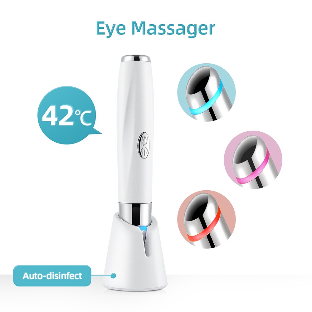 ตลอดไป 42 ℃ เครื่องนวดตาไฟฟ้า 12000RPM 3 LED อัลตราโซนิก ขนาดเล็ก พร้อมความร้อน