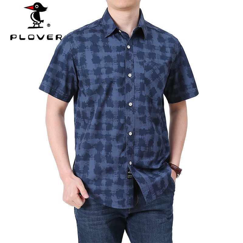 เสื้อเชิ้ตผู้ชาย PLOVER เสื้อแขนสั้น ลายตารางหมากรุก Plus Size M-5XL ราคา ถูกที่สุด ดีลบีเคเค รูปภาพหลัก