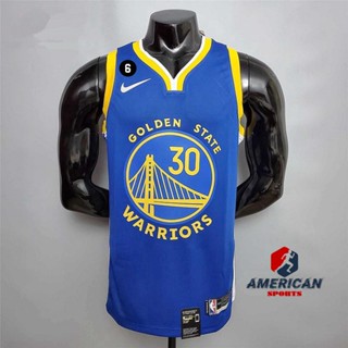 เสื้อกีฬาบาสเก็ตบอล ลายทีม Golden State Warriors Camiseta 2023NBA Stephen Curry สีฟ้า สําหรับผู้ชาย