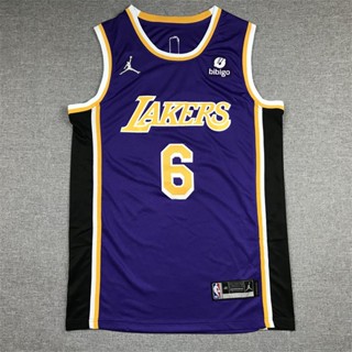 ใหม่ ผ้าปักลาย No. Lakers แฟชั่นคลาสสิก สไตล์เรโทร เสื้อกีฬาบาสเก็ตบอลลําลอง ดูดซับเหงื่อ ระบายอากาศได้ดี มี 6 ชิ้น 589100