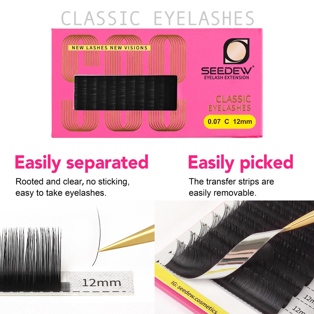 Seedew ขนตาคลาสสิก 0.15 มม.แต่งหน้า Faux ขนตาส่วนบุคคล Professionals ต่อขนตาธรรมชาตินุ่ม