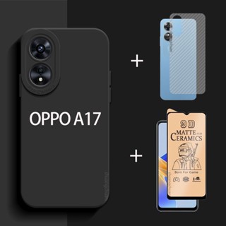 3in1 เคสโทรศัพท์มือถือ เซรามิคนิ่ม กันรอยหน้าจอ ฟิล์มด้านหลัง สําหรับ OPPO A17 A17