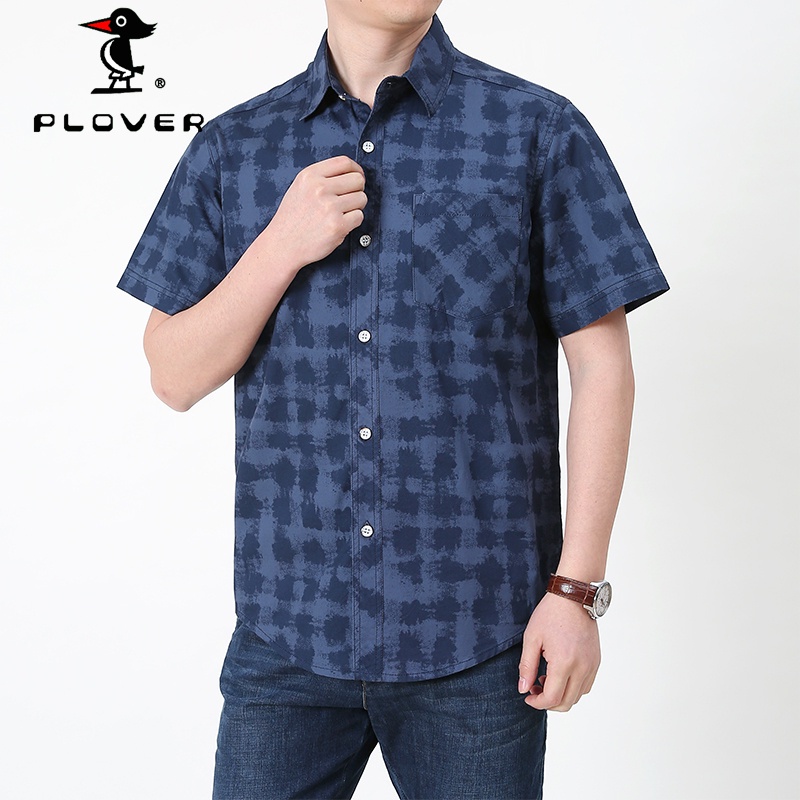 เสื้อเชิ้ตผู้ชาย PLOVER เสื้อแขนสั้น ลายตารางหมากรุก Plus Size M-5XL ราคา ถูกที่สุด ดีลบีเคเค แกลเลอรีภาพที่ 2