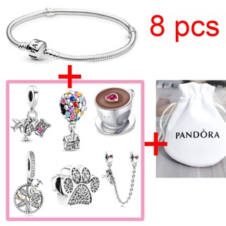 สร้อยข้อมือเงิน 925 พร้อมจี้ สําหรับทําเครื่องประดับ DIY 8 ชิ้น ต่อชุด