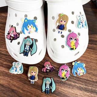 น่ารัก Hatsune Miku Jibz การ์ตูน Croc charms พินรองเท้าอุปกรณ์ตกแต่งรองเท้าแตะหัวเข็มขัดเด็กของขวัญที่ดี