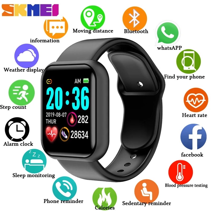 Y68 นาฬิกาข้อมือสมาร์ทวอทช์ วัดอัตราการเต้นหัวใจ ติดตามการออกกําลังกาย สําหรับ Apple Android Smart Watch