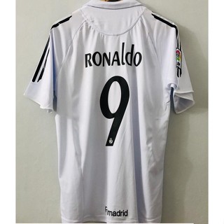 เสื้อกีฬาแขนสั้น ลายทีมฟุตบอล Real Madrid 05 06 RONALDO 9 ชุดเยือน สไตล์เรโทร สําหรับผู้ใหญ่