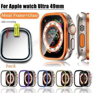 Metal Casing GlassCompatible For Apple Watch Ultra 49mm Screen Protector Film for iWatch Ultra 49 mm Protective Full Cover Aluminium Alloy Cover Tempered Glass