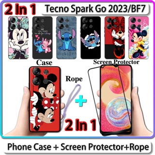 เคส 2 IN 1 สําหรับ Tecno Spark Go 2023 BF7 เคส พร้อมกระจกนิรภัยกันรอยหน้าจอโค้ง เซรามิค การออกแบบที่แข็งแกร่งและมินนี่