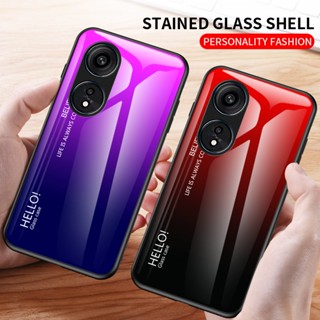 เคสแข็ง OPPO Reno8 T 5G ฝาครอบกรณี Gradient Tempered Glass Casing OPPO Reno 8T Reno8T 5G เคสโทรศัพท์ Back Cover