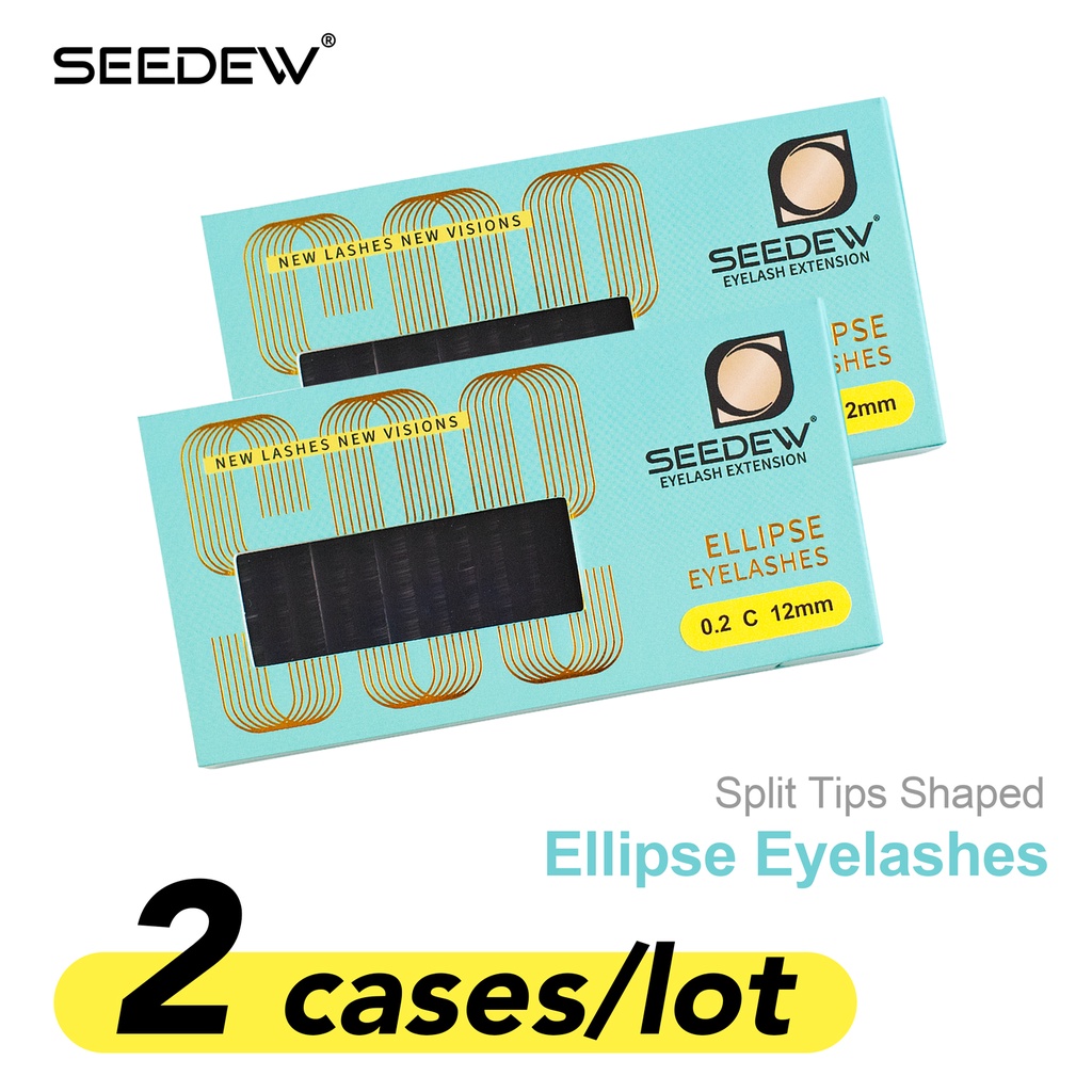 Seedew 2 เคส/ Lot Flat Ellipse Eyelashes Soft Natural Light Matte Grey Black Lash Extension