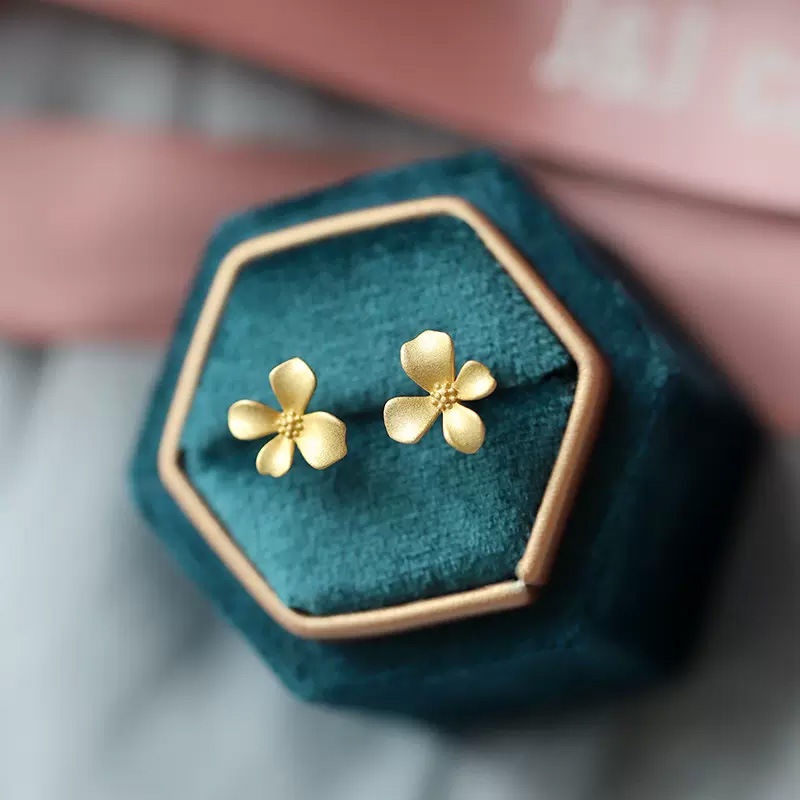 Miyan s925 ต่างหูเงินดอกไม้ขนาดเล็ก [Gardenia] ต่างหูต่างหูแฟชั่นลายดอกไม้ Niche