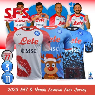 เสื้อกีฬาแขนสั้น ลายทีมชาติฟุตบอล Napoli Jersey 2023 ชุดเหย้า ไซซ์ S - 2XL