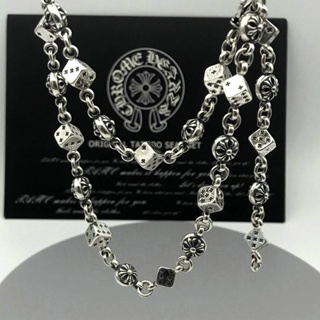 Chrome Hearts สร้อยคอเงินแท้ เกรด 925 จี้รูปหัวใจ สีโครม สไตล์เรโทร สําหรับผู้ชาย