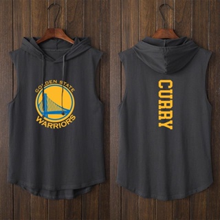 Golden State Warrior Curry เสื้อกีฬาบาสเก็ตบอล แขนกุด มีฮู้ด ขนาดใหญ่