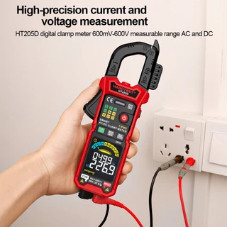【จัดส่งจากกรุงเทพ】HABOTEST HT205 ดิจิตอลแคลมป์มิเตอร์ แคลมป์มิเตอร์ 600A AC/DC กระแสไฟ และ 600V AC DC ทดสอบแรงดันไฟฟ้า โอห์ม ความต่อเนื่อง Hz