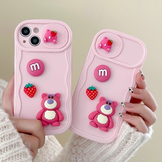 เคสโทรศัพท์มือถือ แบบนิ่ม ลายหมีสตรอเบอร์รี่ สําหรับ apple Iphone 14pro 13 11 12 13 promax