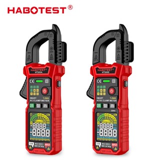 HABOTEST HT205 ดิจิตอลแคลมป์มิเตอร์ แคลมป์มิเตอร์ 600A AC/DC กระแสไฟ และ 600V AC DC ทดสอบแรงดันไฟฟ้า โอห์ม ความต่อเนื่อง Hz