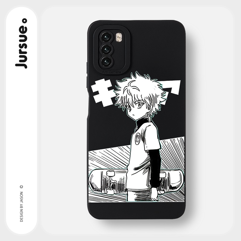 JURSUE เคสไอโฟน เคสซิลิโคนนุ่มกันกระแทกการ์ตูนอนิเมะตลก เคสโทรศัพท์ สีดำ Compatible for POCO X3 Pro GT NFC F3 F4 M4 M3 M2 Redmi Note 9 10 11 9S 10S Xiaomi พลัส Y2139