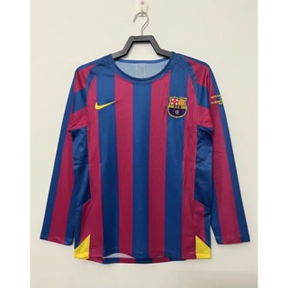 Gaopin 2005/2006 เสื้อยืดแขนยาว ลายทีมชาติฟุตบอล Barcelona สไตล์เรโทร