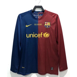 เสื้อยืดแขนยาว ลายทีมชาติฟุตบอล Gaopin 2008 2009 season Barcelona ชุดเหย้า สไตล์เรโทร