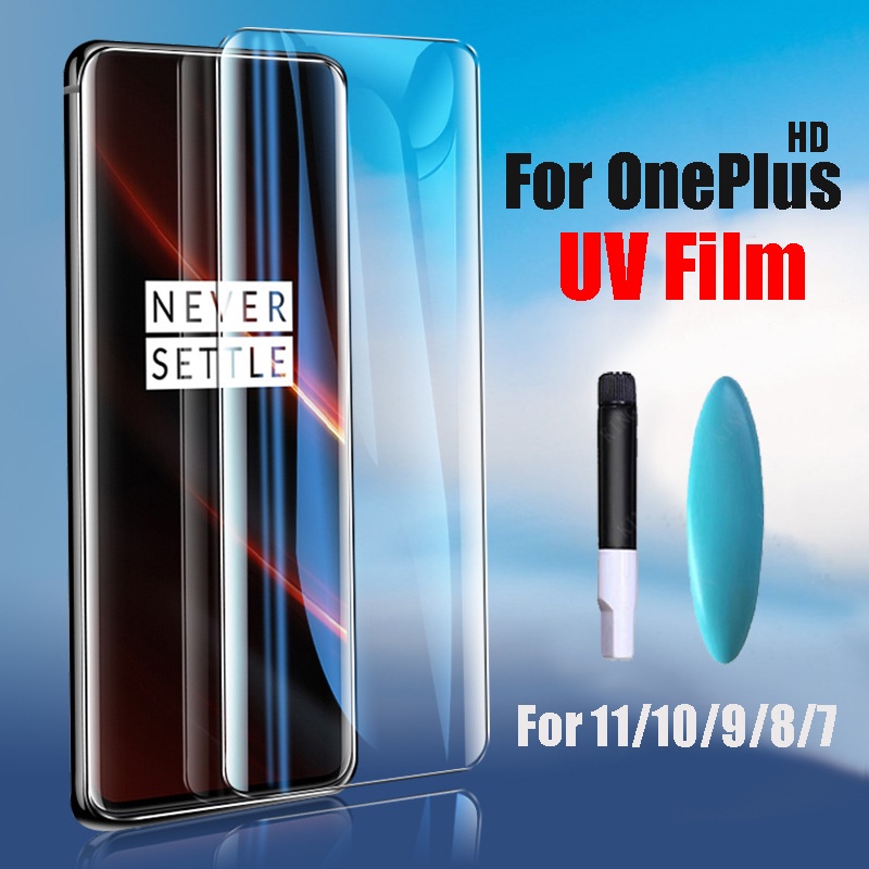 2in1 ฟิล์มกระจกนิรภัยกันรอยหน้าจอ UV พร้อมฟิล์มกันรอยเลนส์กล้อง สําหรับ OnePlus 12 11 10 Pro 9Pro OnePlus 7 7T Pro 8