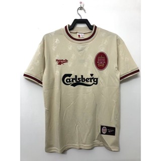 เสื้อกีฬาแขนสั้น ลายทีมชาติฟุตบอล Liverpools away Gao Pin 1996 1997 season สไตล์เรโทร