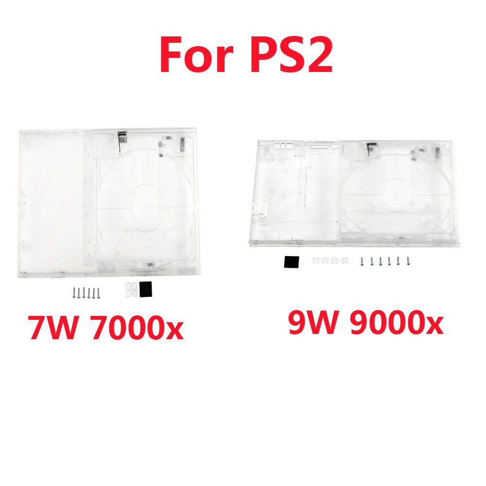 1 ชุดสําหรับ PS2 70000 7000X 7W 9W Clear Full Housing Shell สําหรับ PS2 คอนโซลโปร่งใสพร้อมสกรูสําหรับ PS2 9000X 90000 9W