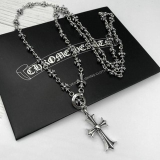 Chrome Hearts สร้อยคอเงินแท้ เกรด 925 จี้ไม้กางเขน รูปหัวใจ สามารถปรับได้ สําหรับผู้ชาย และผู้หญิง