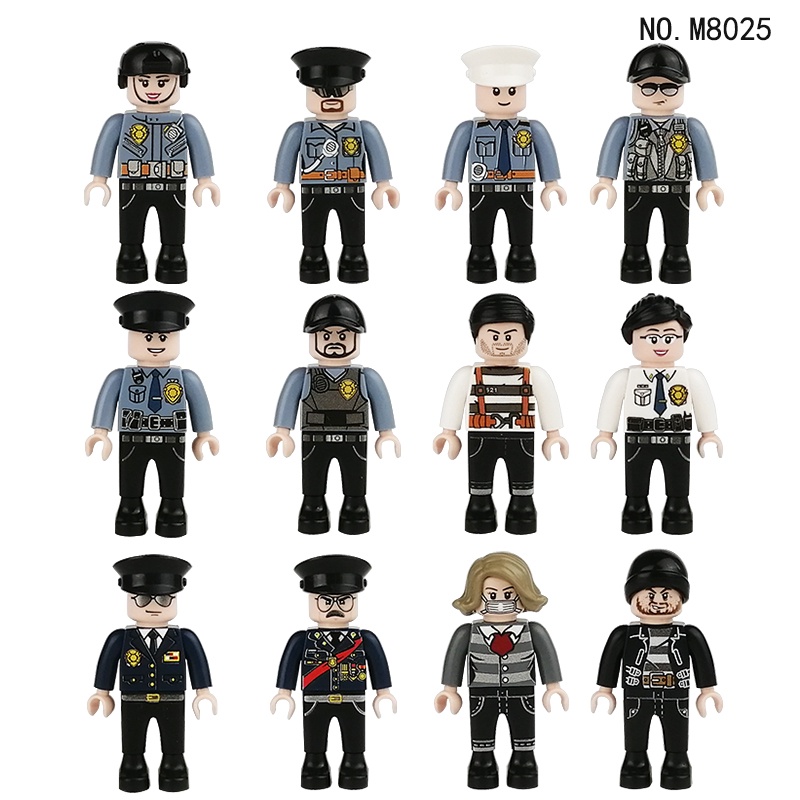 โมเดลฟิกเกอร์ตํารวจจราจร Policeman Officer Magistrate 12 ชิ้น/ชุด