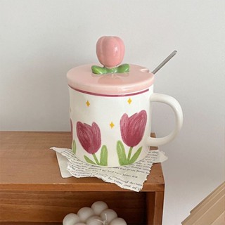 ดอกทิวลิปเซรามิกส์แก้วถ้วยกาแฟ น่ารักมาก