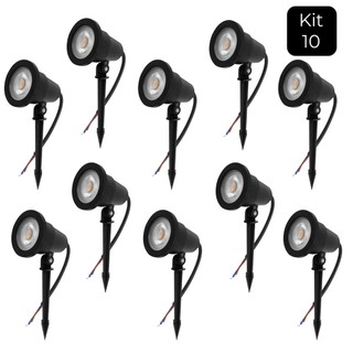 Kit 10 Luminária Espeto Jardim Luz Led 7w Prova D'água IP65 Externo Iluminação Focal