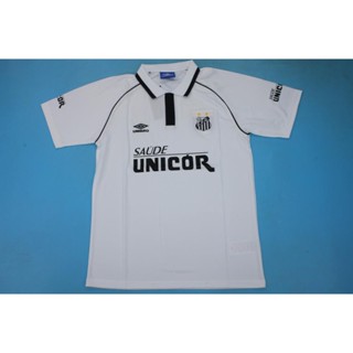 เสื้อกีฬาแขนสั้น ลายทีมชาติฟุตบอล Santos 1997 ชุดเหย้า สไตล์เรโทร