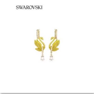 New golden swan earrings with diamond fashion temperament 925 silver needle earrings jewelry