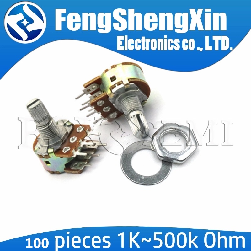 ชิ้น/มือสไตล์ 100 ใหม่ B1K B2K B5K B10K B20K B50K B100K B500K B1M 6 Pin Shaft 15MM WH148 Potentiomet