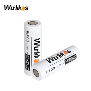 Wurkkos แบตเตอรี่ชาร์จได้ 3.7V 21700 5000mAh 21700 (พร้อมไฟฉาย SM11) 2 ชิ้น