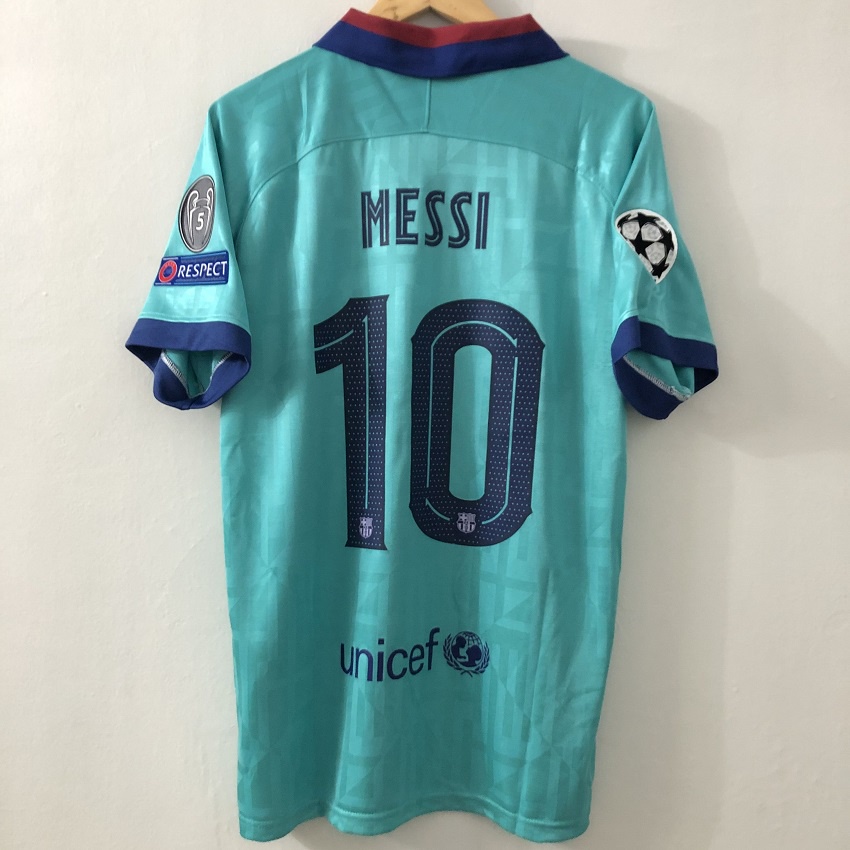 19 20 Barcelona เสื้อฟุตบอล ตัวที่สาม เสื้อไทย ย้อนยุค ผู้ชาย MESSI