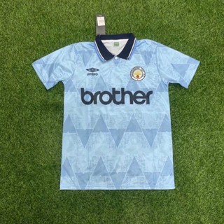 เสื้อยืด ลายทีมฟุตบอล Manchester City 1989 ชุดเหย้า สไตล์เรโทร