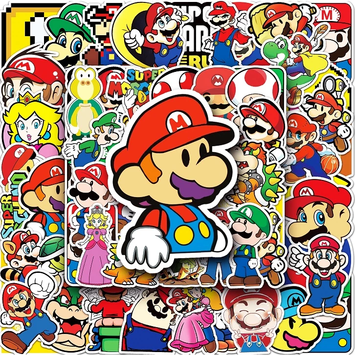 53 ชิ้นตลก SuperMario สติกเกอร์กันน้ํา DIY สําหรับโทรศัพท์แล็ปท็อปรถสติกเกอร์ Creative Home Decal