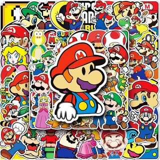 53 ชิ้นตลก SuperMario สติกเกอร์กันน้ํา DIY สําหรับโทรศัพท์แล็ปท็อปรถสติกเกอร์ Creative Home Decal