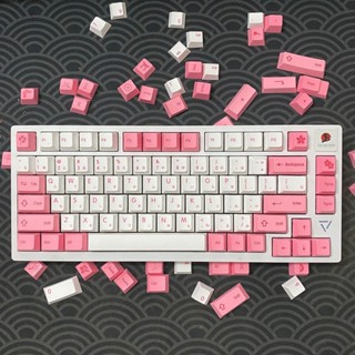 ปุ่มกดคีย์บอร์ด ลายซากุระ PBT Dye-sub Cherry Profile สําหรับ Cherry Gateron MX Switches