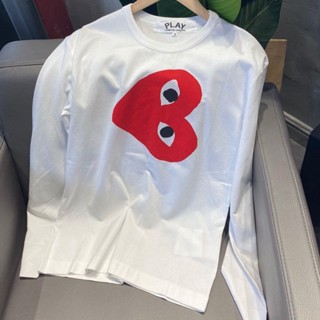 Play COMME des GARCONS Kawakubo Ling CDG เสื้อยืดคอกลม แขนยาว ผ้าฝ้ายแท้ สําหรับผู้ชาย และผู้หญิง